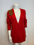 Ralph Lauren Lauren Cable Knit Wool & Cashmere Red Cardigan Size L large ladies