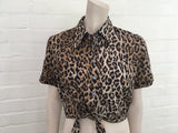 Dolce & Gabbana D&G Animal Print Tie Front Cropped Shirt Top I 44 ladies