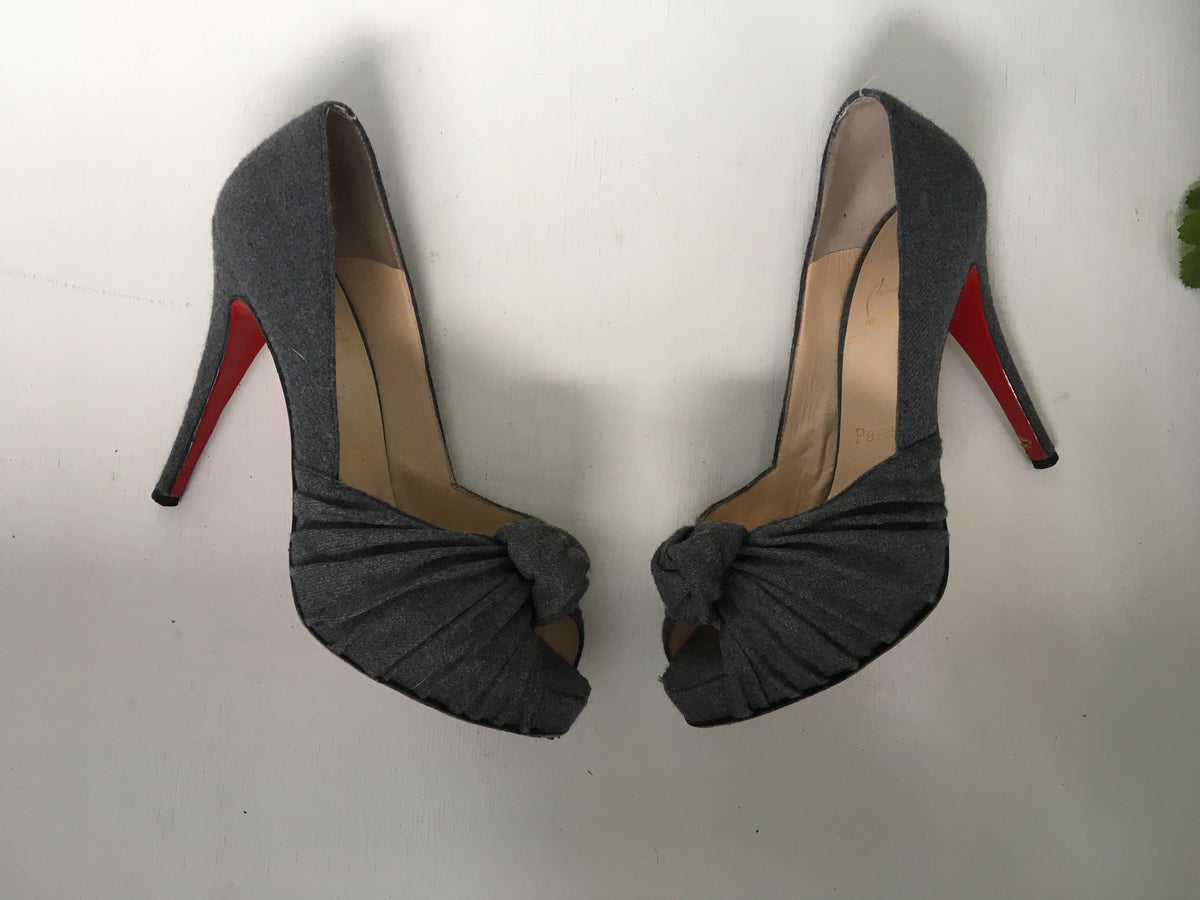 Christian Louboutin WOOL Lady Gres Knot Pumps Shoes Size 38 1/2 UK 5.5 US 8.5 Ladies