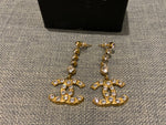 CHANEL 2020 CC Crystal Gold Drop Earrings ladies