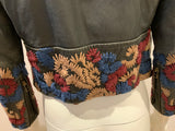 MiH Jeans Distressed Cropped Leather embroiders Biker Jacket Size S small ladies