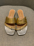 Aquazzura Gold Leather Flat Slippers Sandals Size 35 US 2 UK 5 ladies