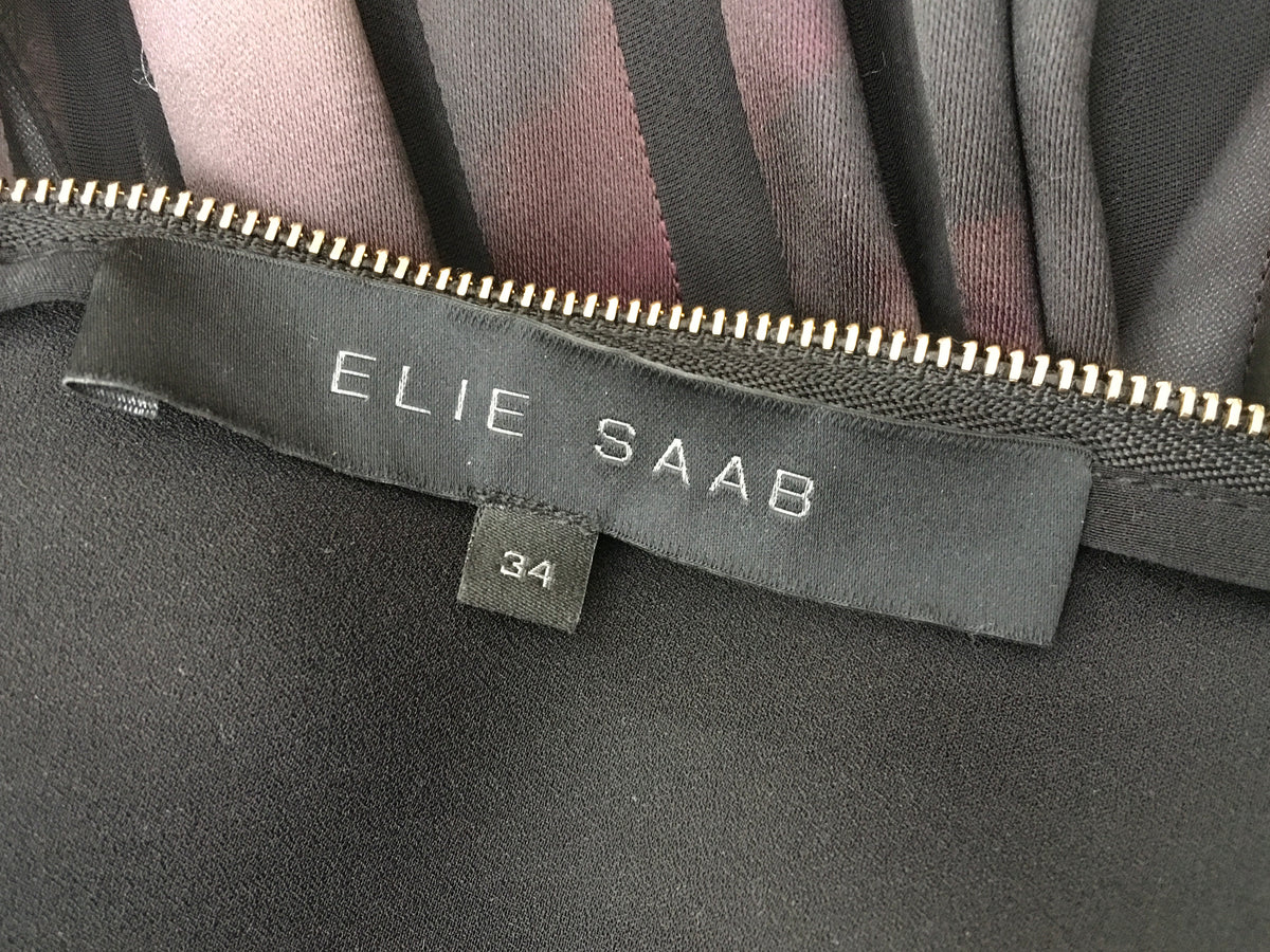 ELIE SAAB  Black sheer tapes multicolor floral pattern Dress F 34 ladies