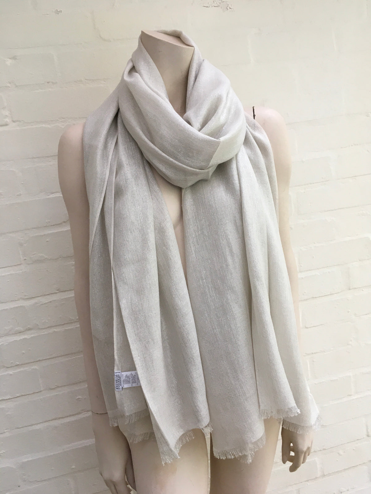 Brunello Cucinelli Silk & Cashmere Lame Knit Scarf Shawl ladies