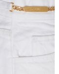 Celine White Denim High Waist Bermuda Shorts with Celine Gold Logo Chain ladies
