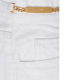 Celine White Denim High Waist Bermuda Shorts with Celine Gold Logo Chain ladies