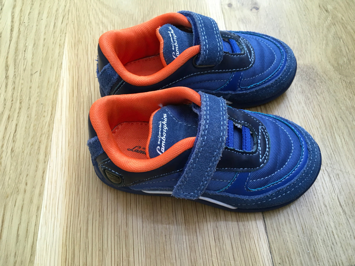 AUTOMOBILI LAMBORGHINI RACE ONE BOYS TRAINERS IN ROYAL BLUE EU 22 UK 5 Children