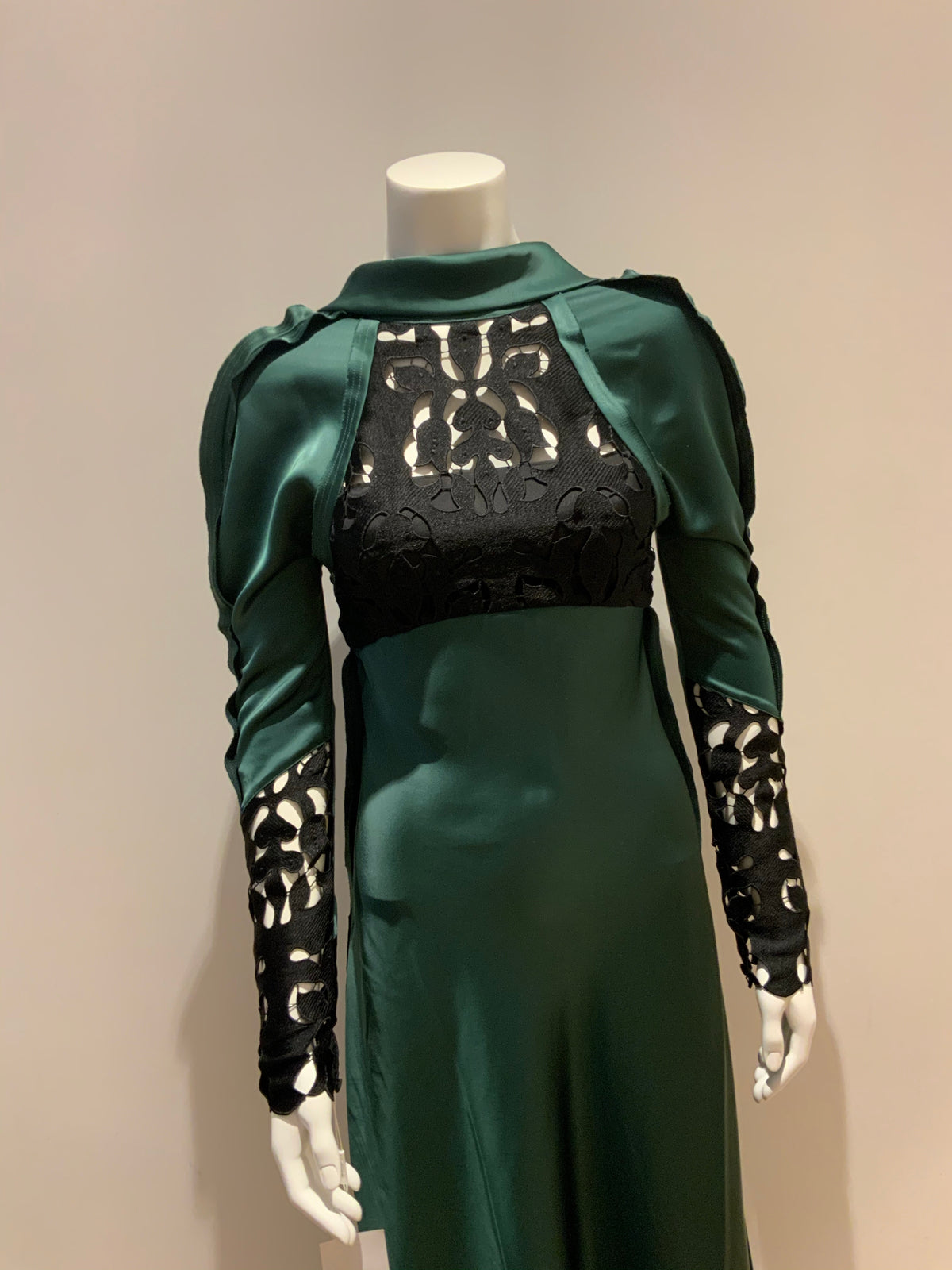 SELF-PORTRAIT Green Lace Panel Midi Dress Size UK 8 US 4 ladies