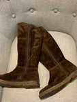 BAX Brown Suede Leather Zip High Knee Boots Size 39 US 9 UK 6 ladies