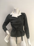 Trucco knit wool blend in grey jumper sweater removable collar Size S Small ladies