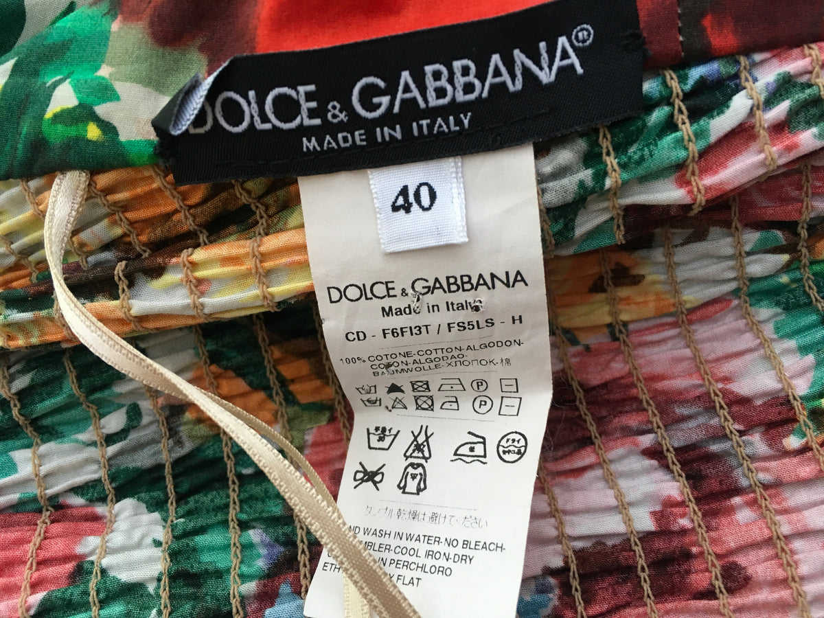 Dolce & Gabbana Floral-print cotton strapless mini dress Size I 40 Ladies