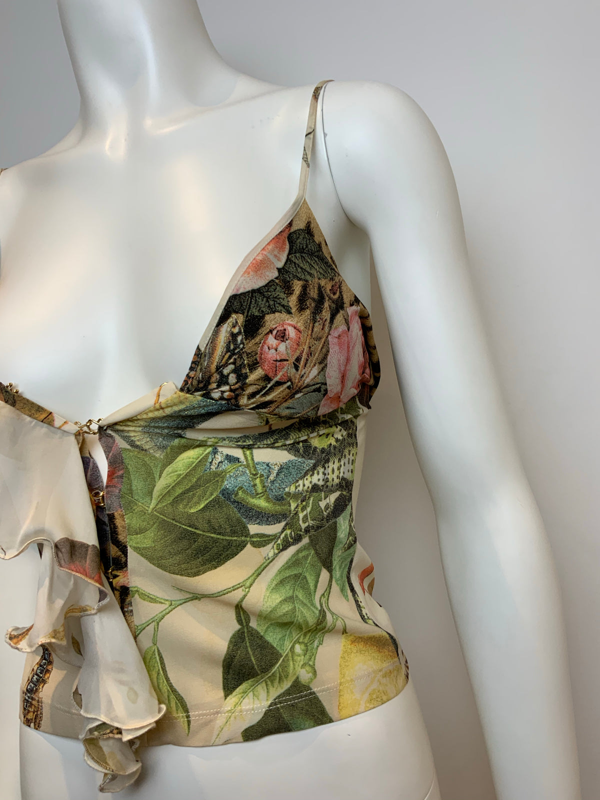 ROBERTO CAVALLI Printed 2005 Silk Tank Top T shirt Size XS ladies