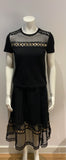 MAJE Eyelet Black Toby Top and Jenner Skirt Set Suit Size 1-2 S small ladies