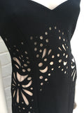 Jasmine Di Milo Laser Cut Floral Black Wool Dress Ladies