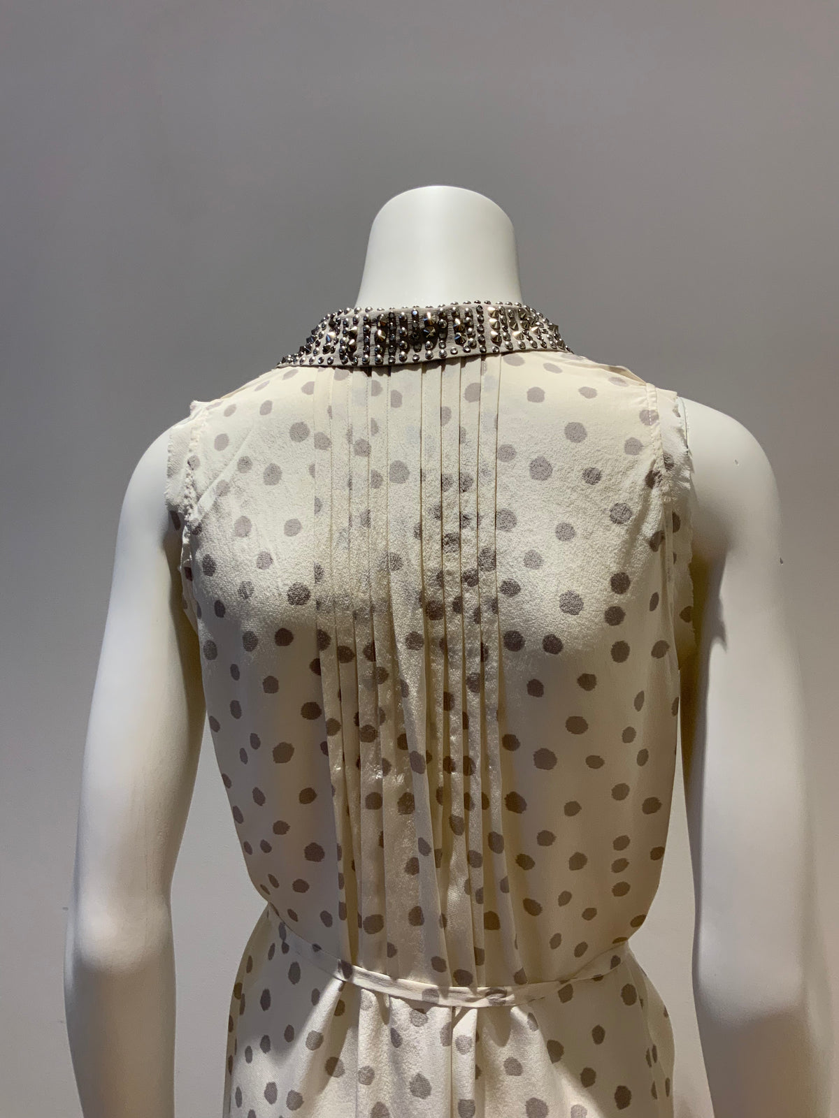 REBECCA TAYLOR Ladies White Silk Sleeveless Studded Collar Dress Size S small ladies