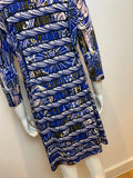 BCBG MAX AZRIA BLUE PRINTED TUNIC DRESS SIZE L LARGE LADIES