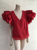 Rosie Assoulin Dust Ruffle Red Top Size M medium ladies