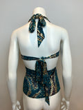 Frost French Halter Silk Summer Gold Printed TOP SIZE UK 8 US 4 S small ladies