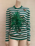 DOLCE & GABBANA 2017 banana leaf appliqué striped sweater jumper I 42 UK 10 US 6 LADIES