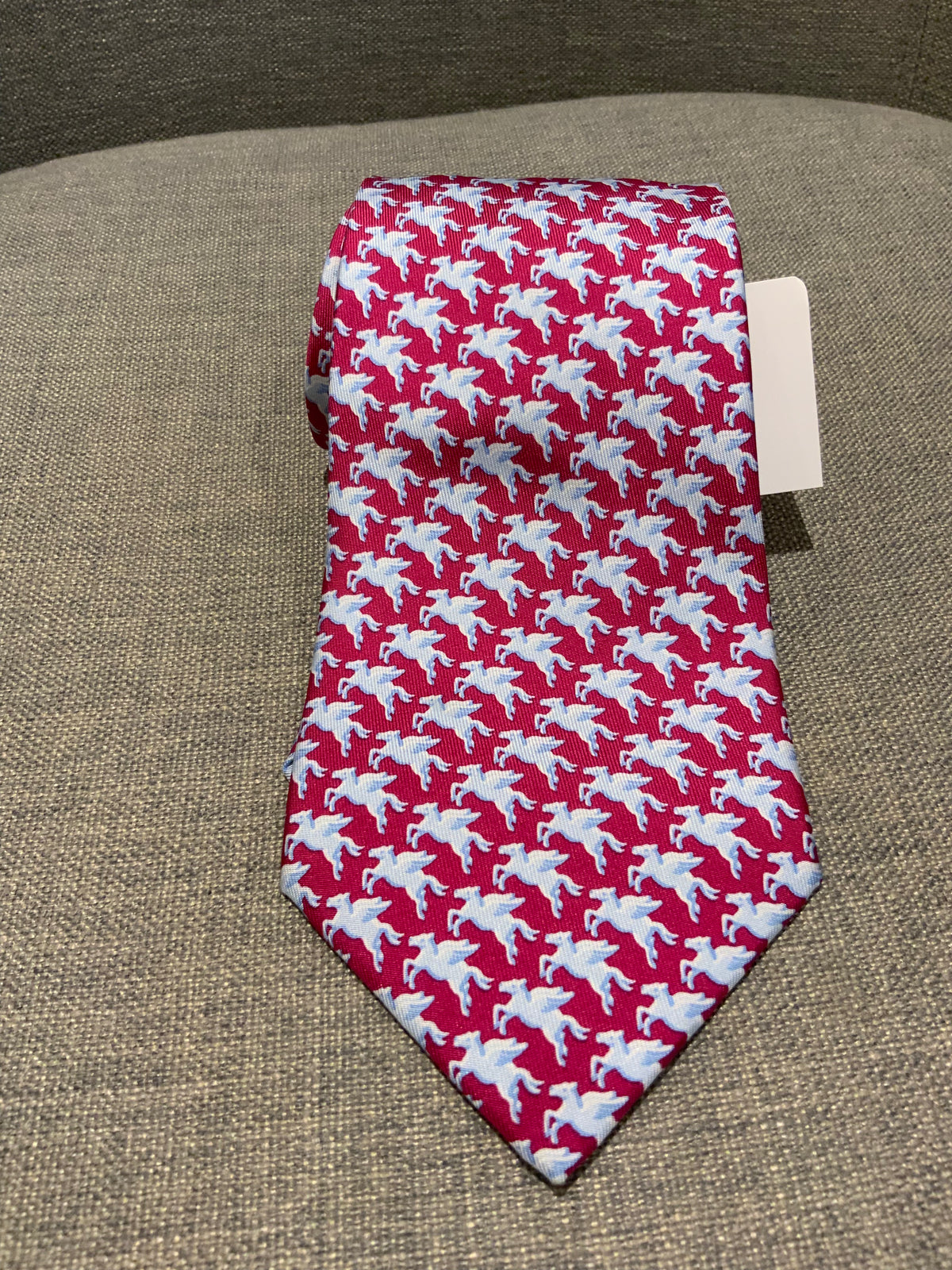 Hermès HERMES Paris Silk GREY SILK FLYING PEGASUS PRINT NECK TIE 5182 IA men