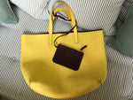 JIL SANDER Women’s Large Leather Reversible Yellow Burgundy Shopper Tote Bag Ladies