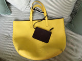 JIL SANDER Women’s Large Leather Reversible Yellow Burgundy Shopper Tote Bag Ladies