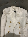 SOLD OUT Balmain double breasted silk satin trim cropped blazer jacket F 40 ladies