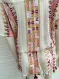 ELIZABETH HURLEY Daphne embroidered Silk COVER UP Kaftan Mini Dress Ladies