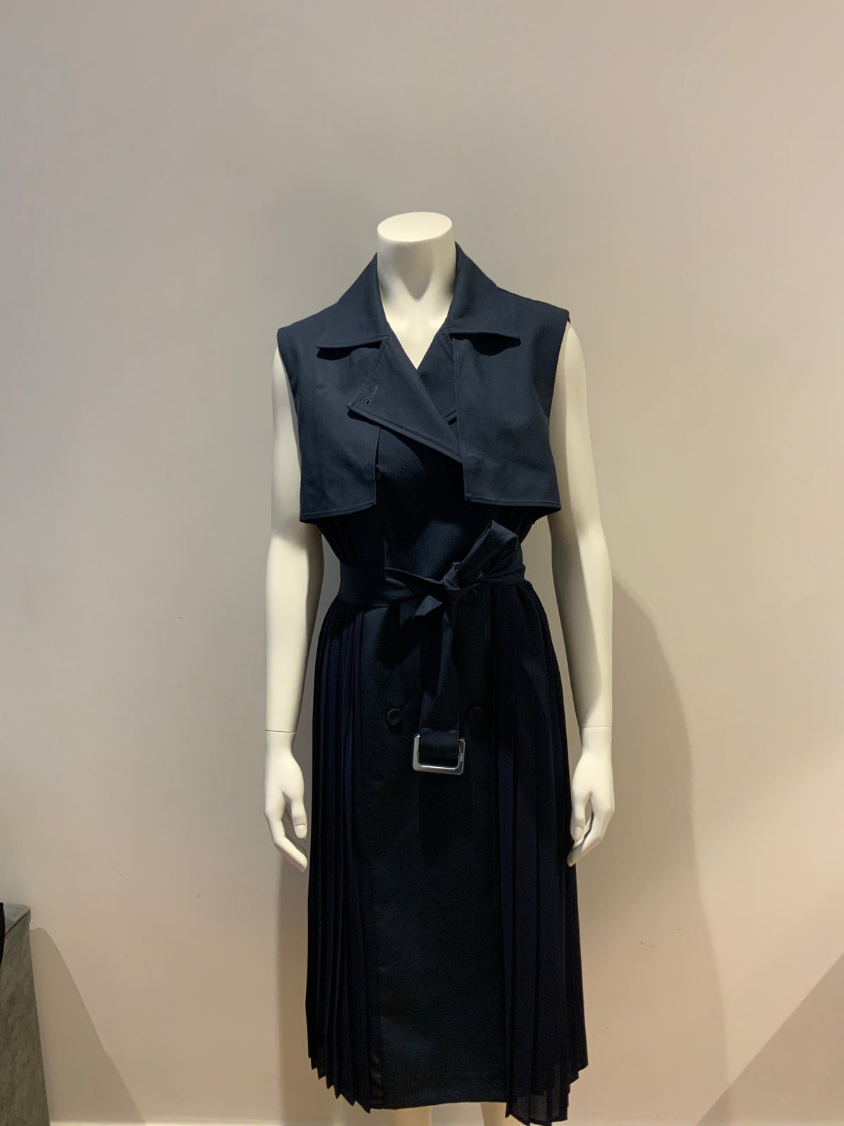 The Garo Pleated Trench Dress Navy Blue MOST WANTED Size S small ladies