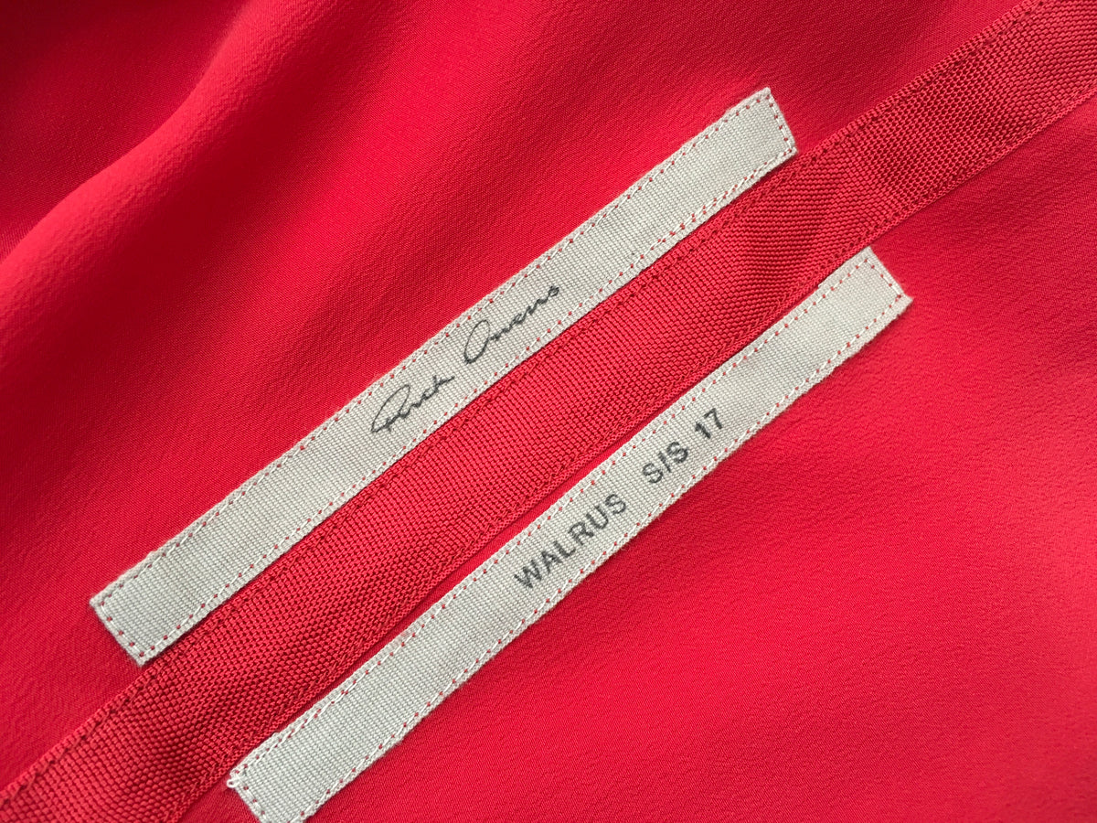 Rick Owens Crepe de chine Red wrap midi dress Size S Small ladies