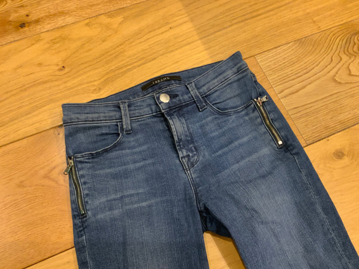 MOST WANTED J Brand Tali Zip Pocket Skinny Denim Jeans In Rumor Blue SIZE 25 ladies
