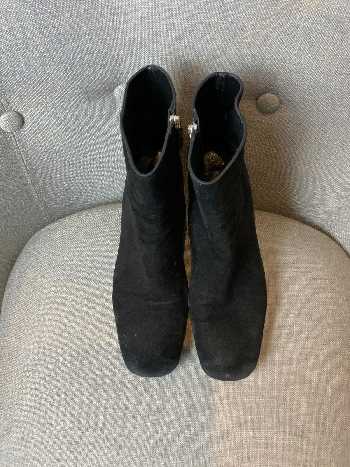 Prada Suede Ankle Booties Short High Heel Boots Size 38.5 US 8.5 UK 5.5 ladies