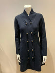 Emporio Armani Navy Double Breasted Long Knitted Cardigan Coat Size I 42 ladies