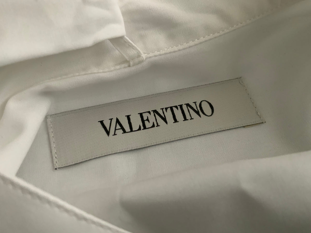 Valentino White Cotton Neck Tie Detail Oversized Tunic Shirt Size I 42 UK 10 US6 ladies