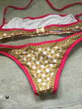 DSquared2 Gold Two-piece Swimsuit I 42 M New with Tags Ladies