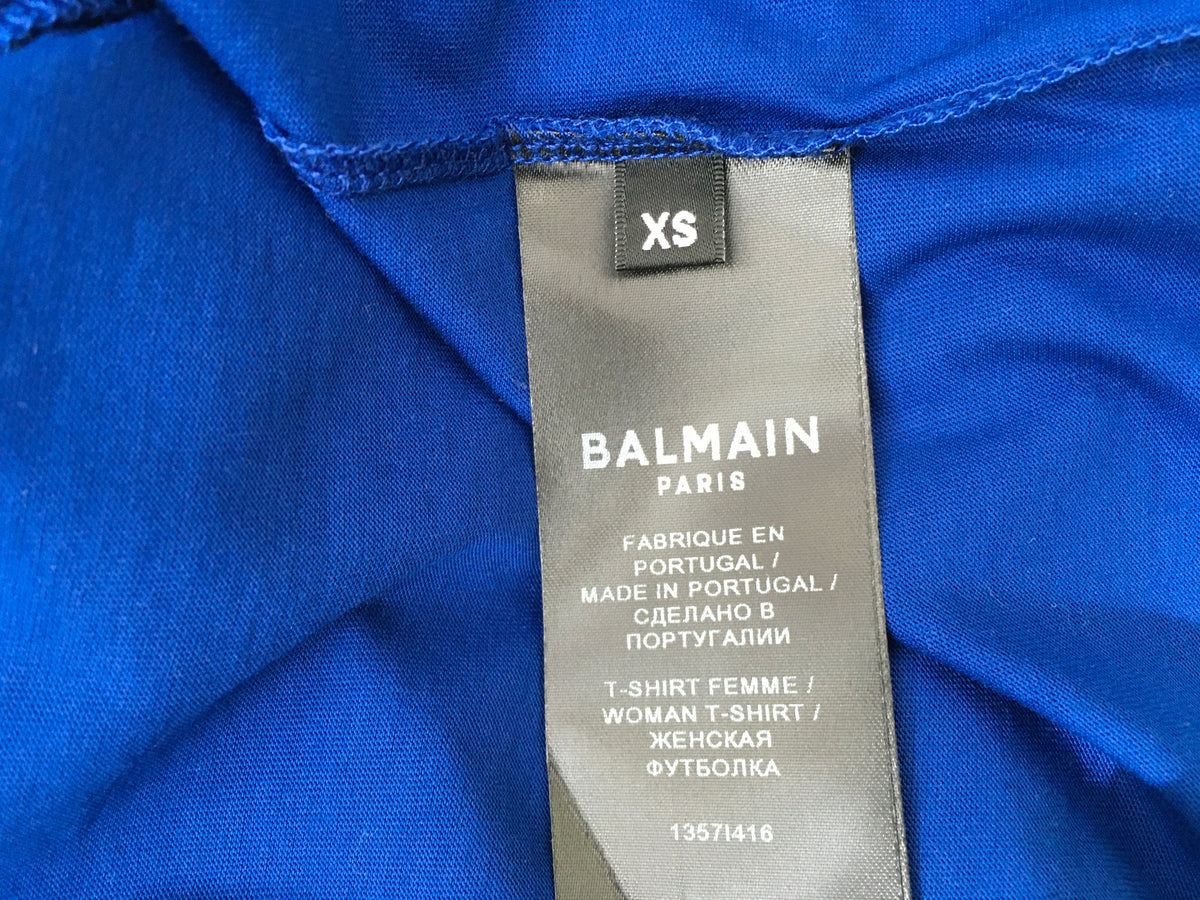 Balmain blue logo cropped T-shirt Size XS ladies