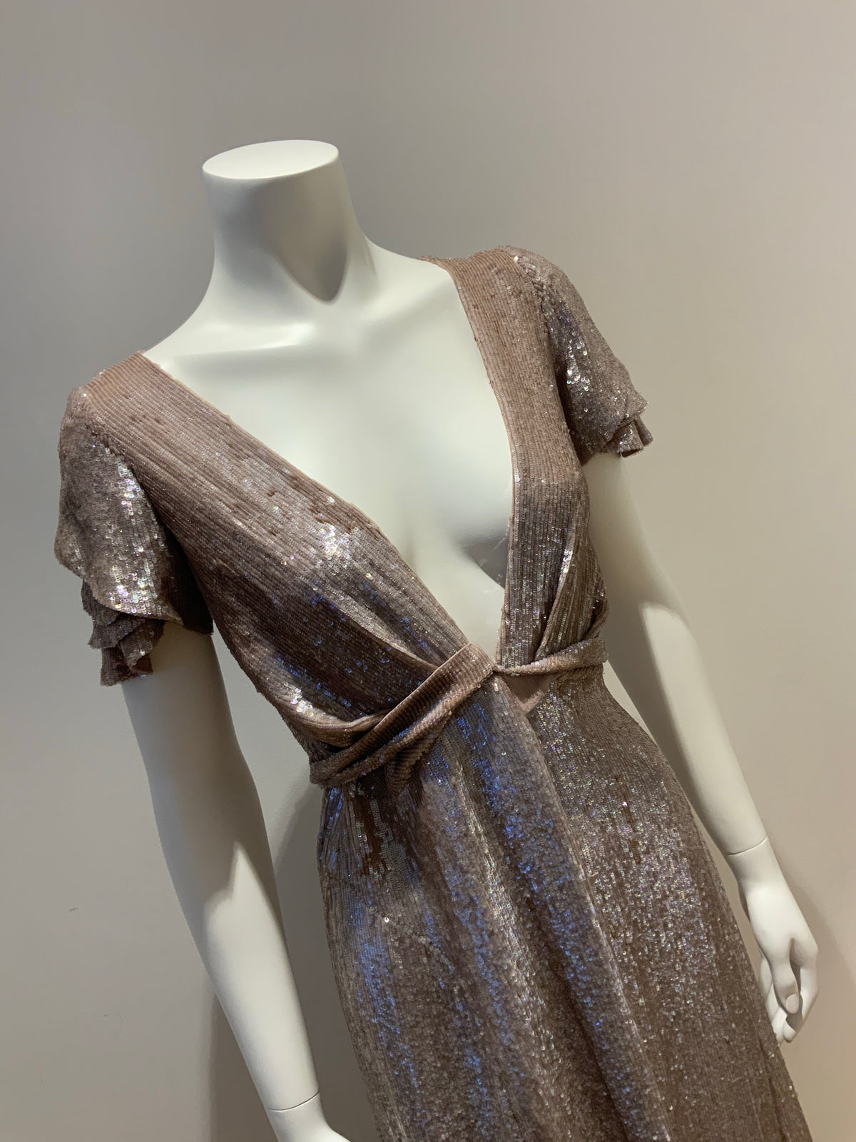 JASMINE DI MILO RUNAWAY COUTURE SEQUINS PURPLE DRESS GOWN SMALL ladies