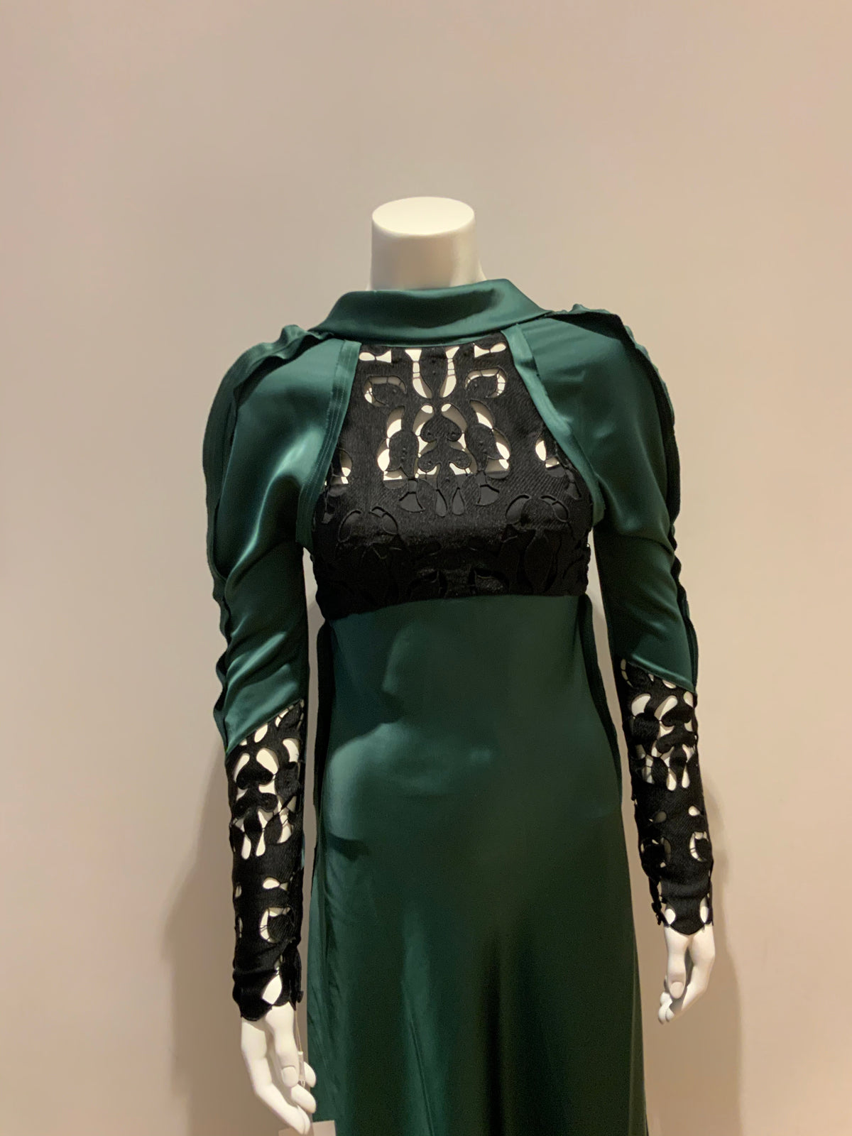 SELF-PORTRAIT Green Lace Panel Midi Dress Size UK 8 US 4 ladies