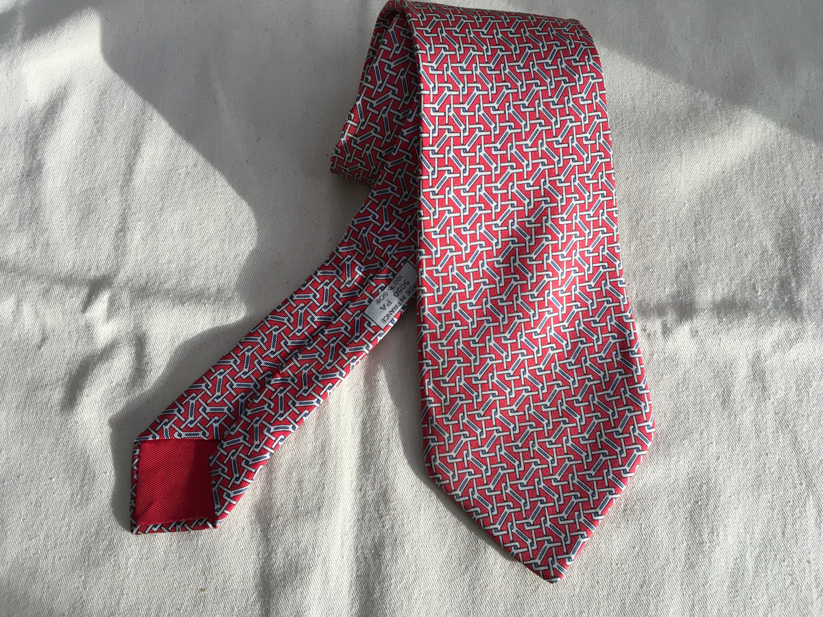 Hermès HERMES Paris Silk Blue Print Tie 5050 PA 100% AUTHENTIC Men