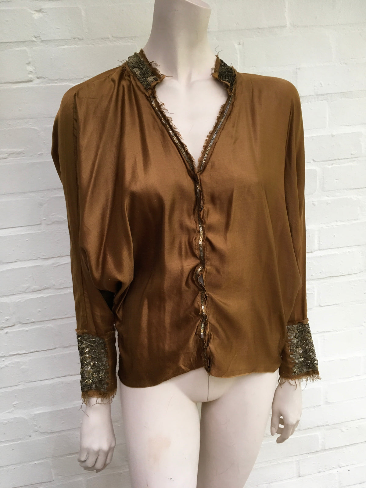 Easton Pearson Vintage 90s Silk Sequin Embellished Blouse Size UK 10 US 6 ladies