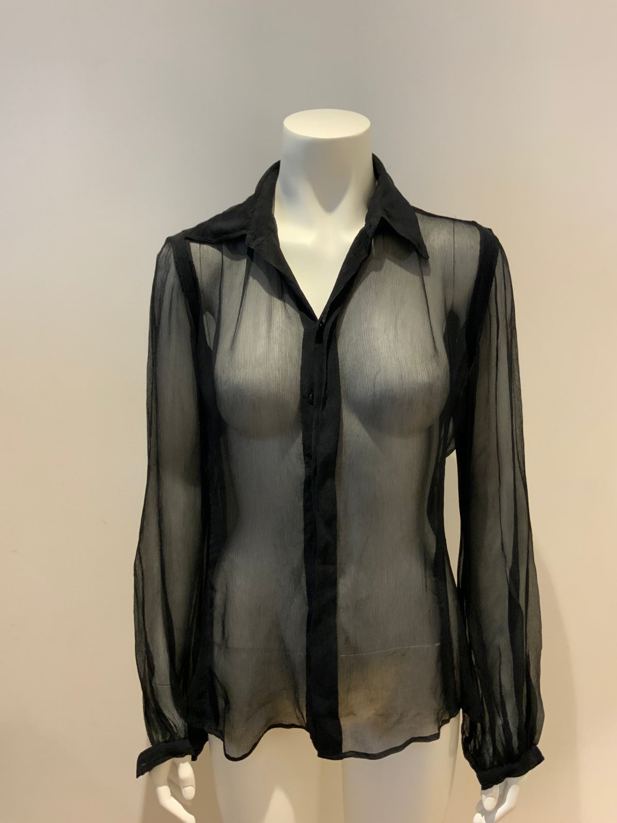 Jean Paul GAULTIER Rare1990's sheer silk shirt Size M medium ladies