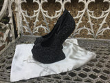Giuseppe Zanotti swarovski crystal-embellished contoured wedge pumps black shoes 39 1/2 new Ladies