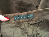RALPH LAUREN Brown Suede Goat Leather Pants Trousers Ladies