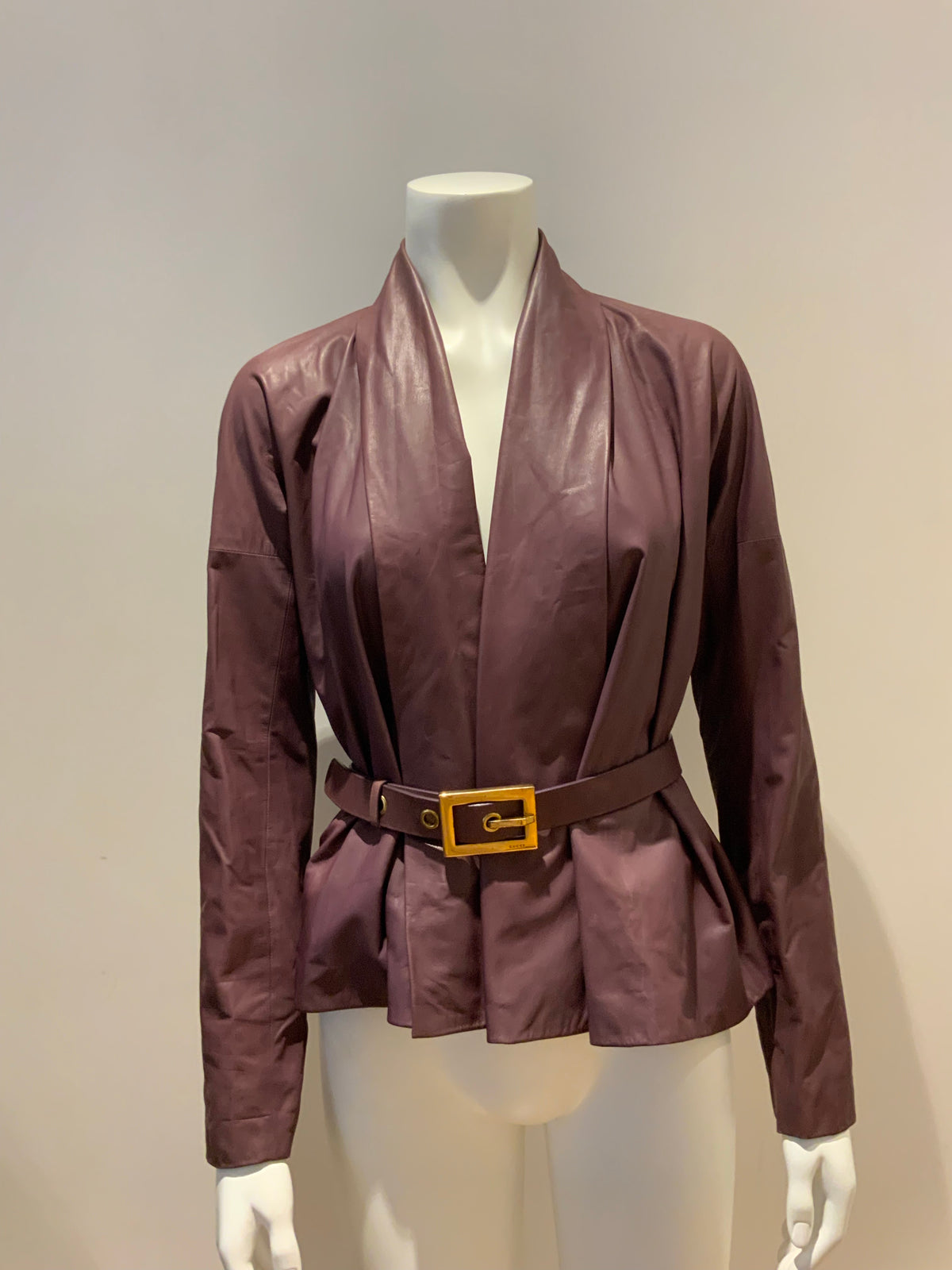 GUCCI Burgundy Leather Jacket & Matching Belt I 40 UK 8 US 4 ladies