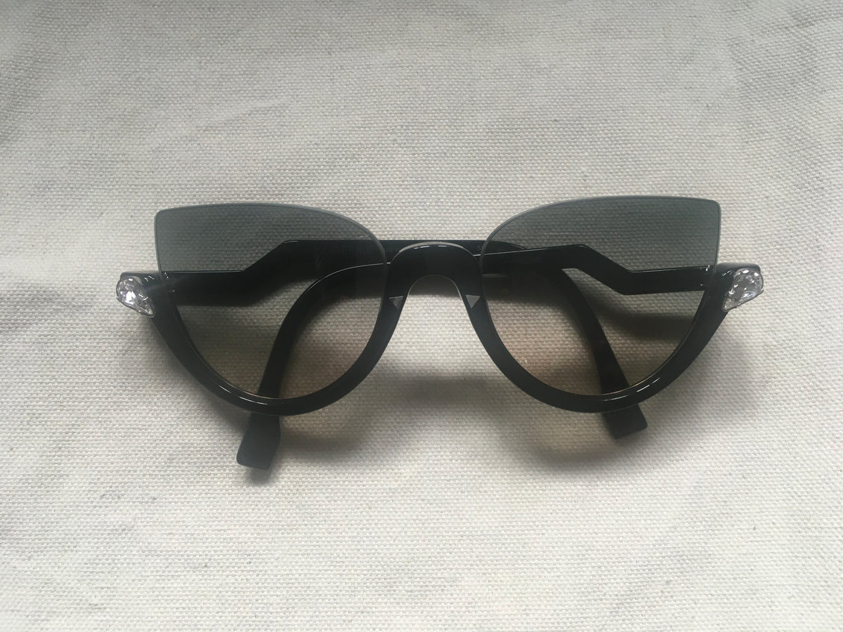 Fendi crystal blink half rim sunglasses Ladies