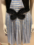 Carven Blue Pleated Gingham and Mesh Dress Size FR 42 UK 12 US 10 ladies
