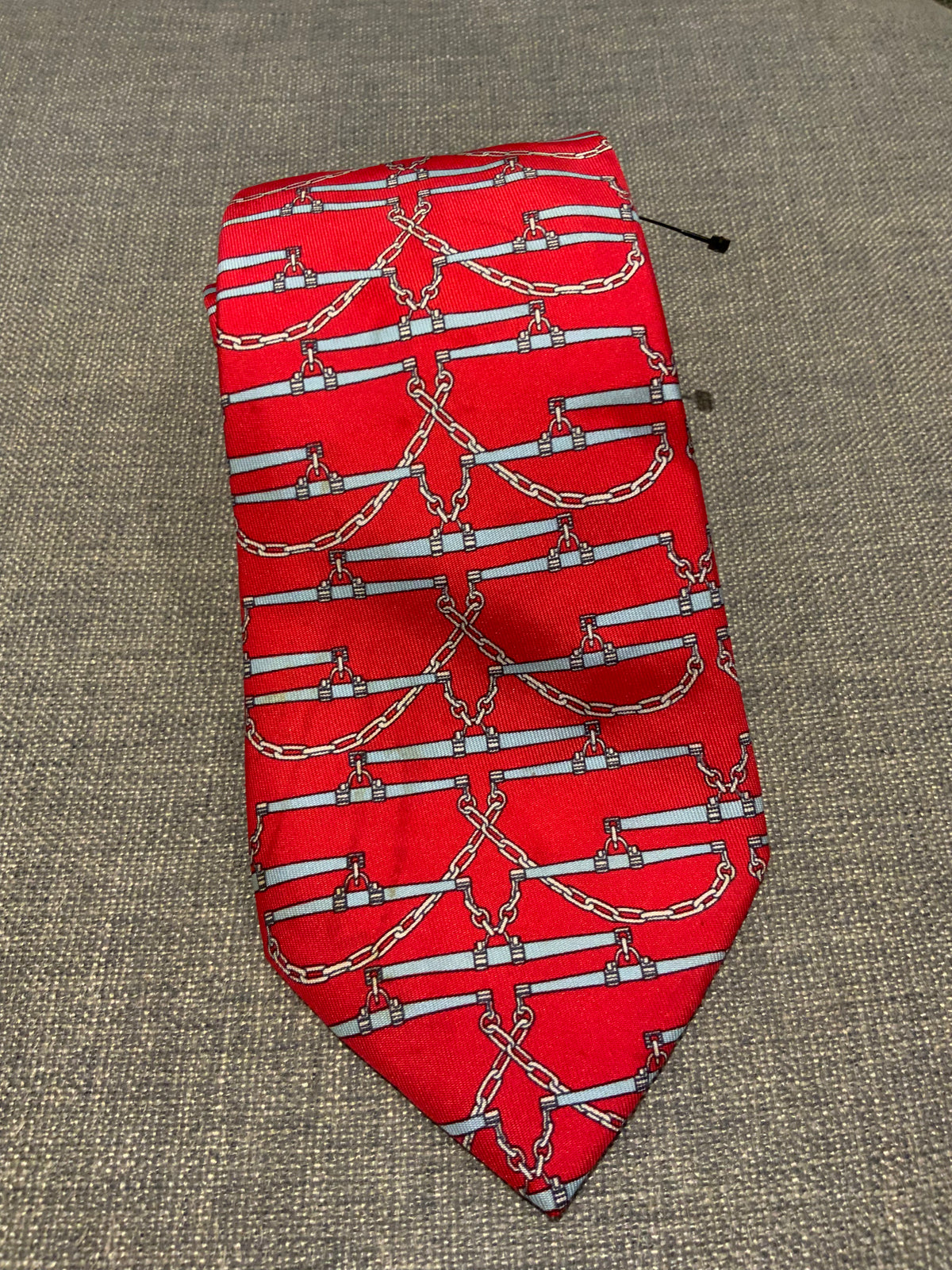 Hermès HERMES Paris Silk EQUESTRIAN HORSE HARNESS PINK SILK TIE 605 SA men