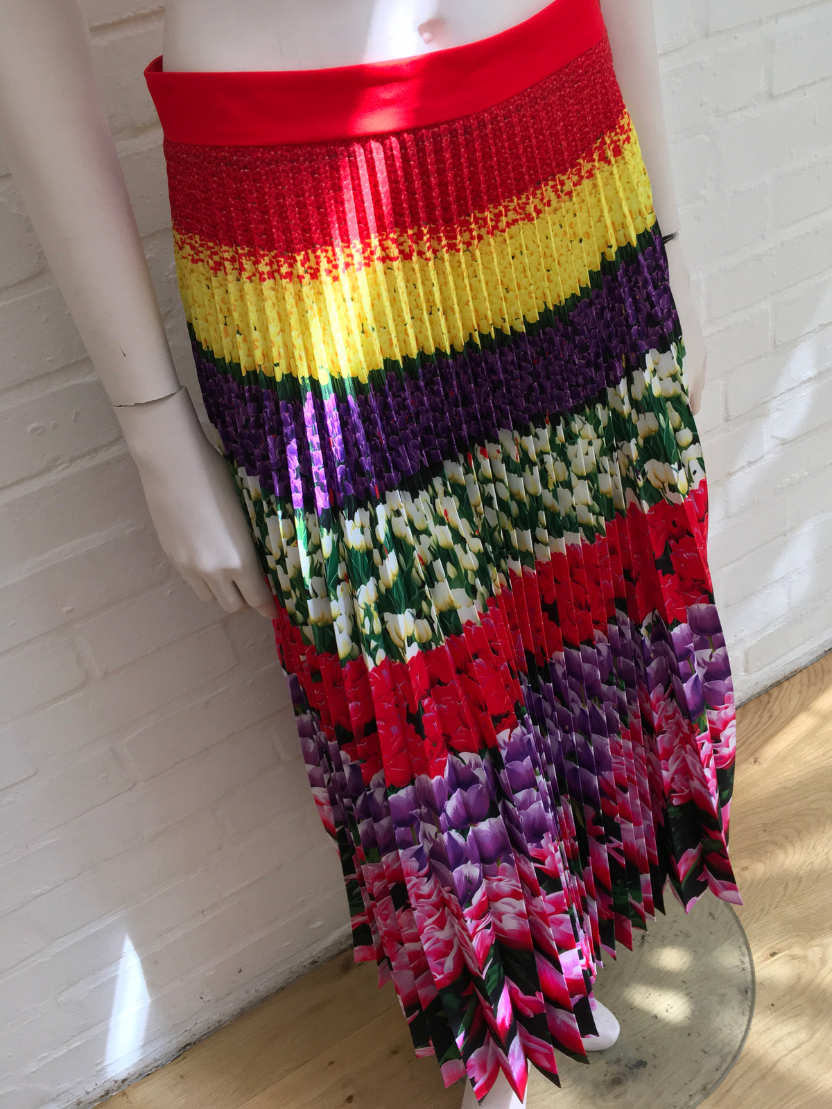 MARY KATRANTZOU Uni Pleated Floral-Print Crepe De Chine Midi Skirt 2019  Ladies