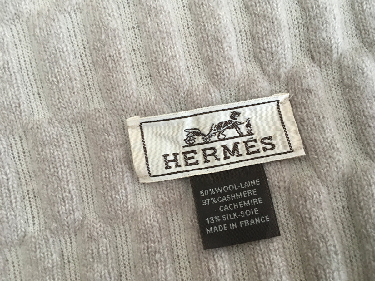 Hermès HERMES Wool Cashmere Silk Knit Shawl Scarf large Unisexe MEN