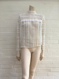 Self Portrait White Contrast lace panelled top blouse Size UK 12 US 8 Ladies